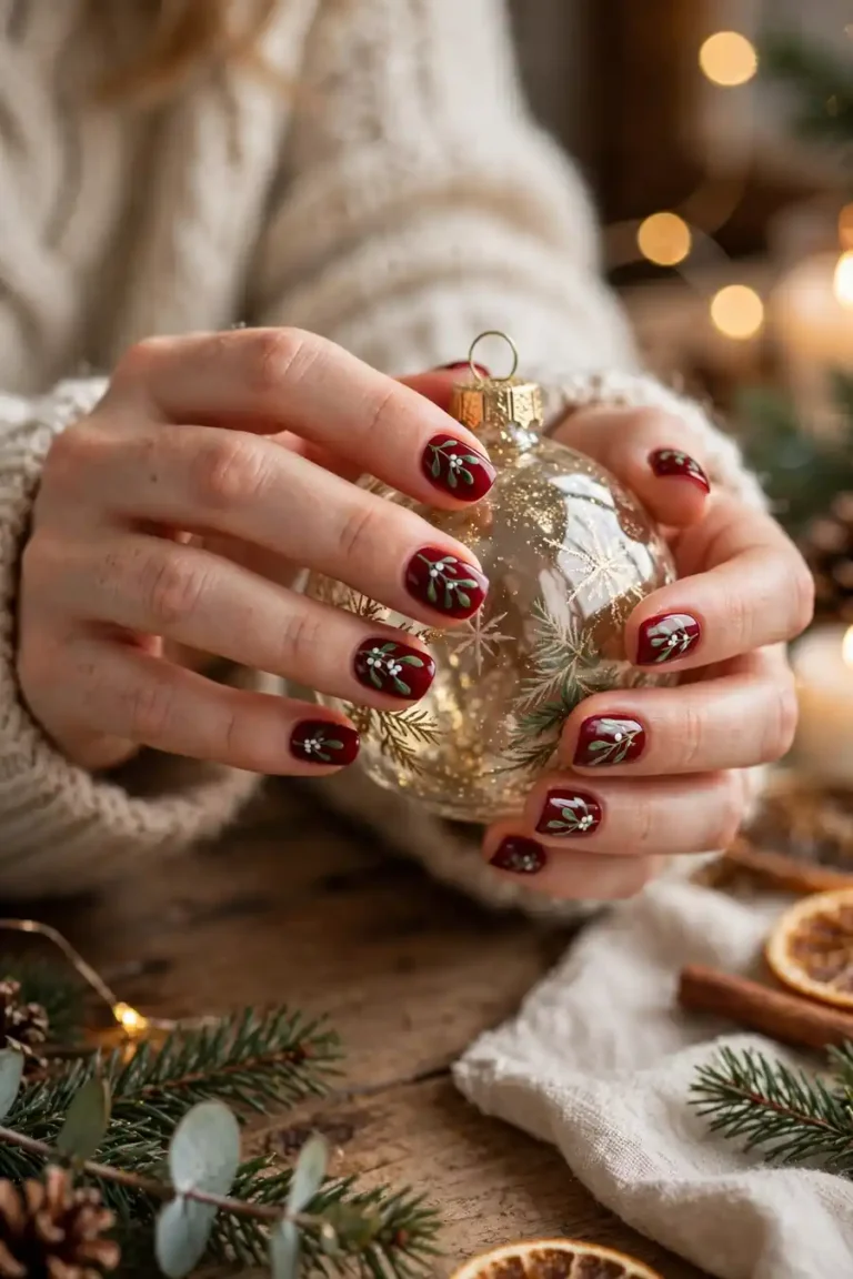 25 Mistletoe Nail Ideas for a Kiss-Worthy Christmas Manicure