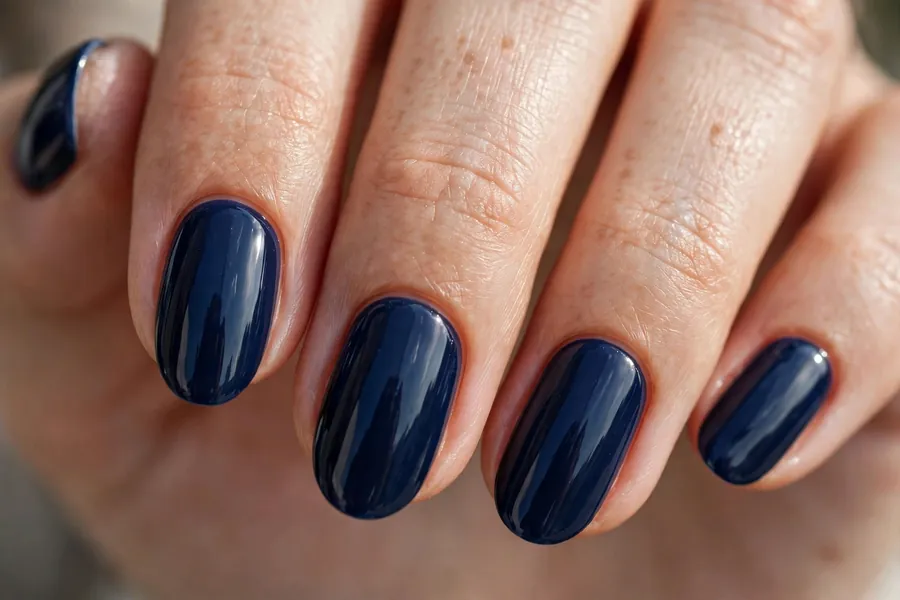 Deep navy blue elegant winter nails