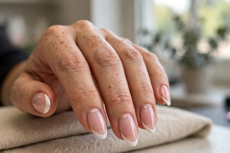 Classic French tip almond nails