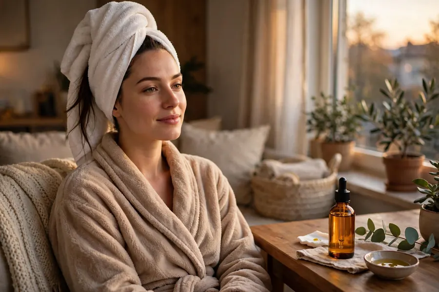 Warm oil hair treatment ritual for cozy fall self care