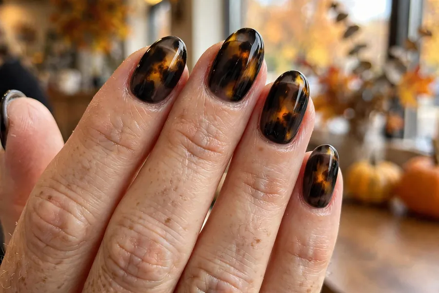 Black tinted tortoiseshell nails