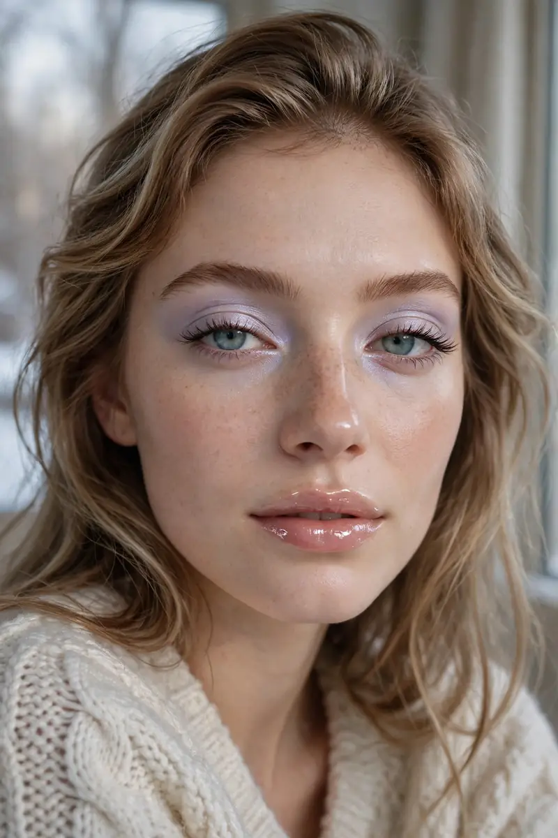 Pale lavender shimmer eyeshadow wash for frosted makeup