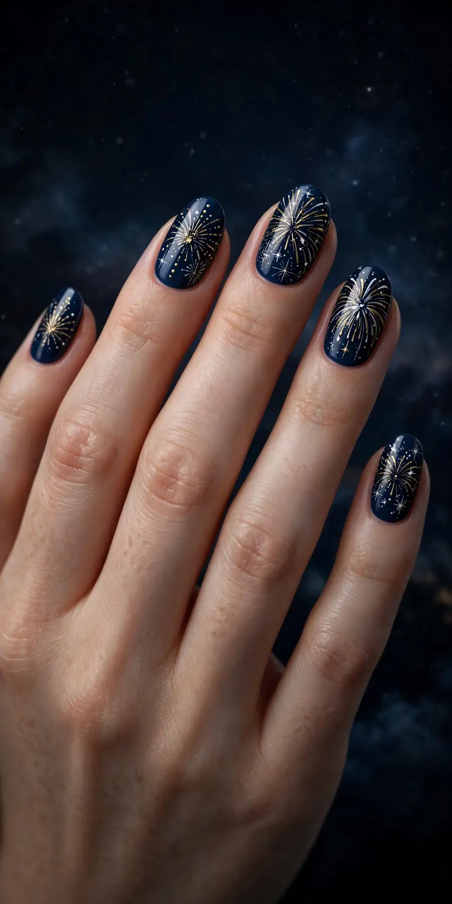 Fireworks nail art for New Year's Eve