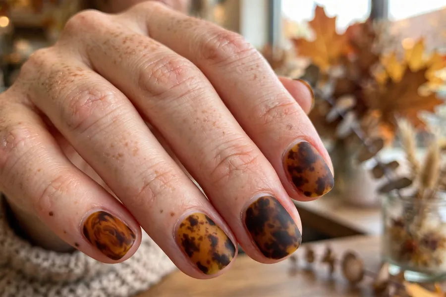 Matte tortoiseshell nails
