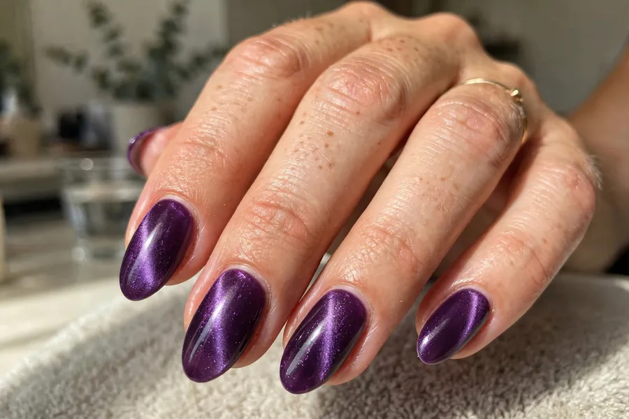 Amethyst purple cat-eye nails