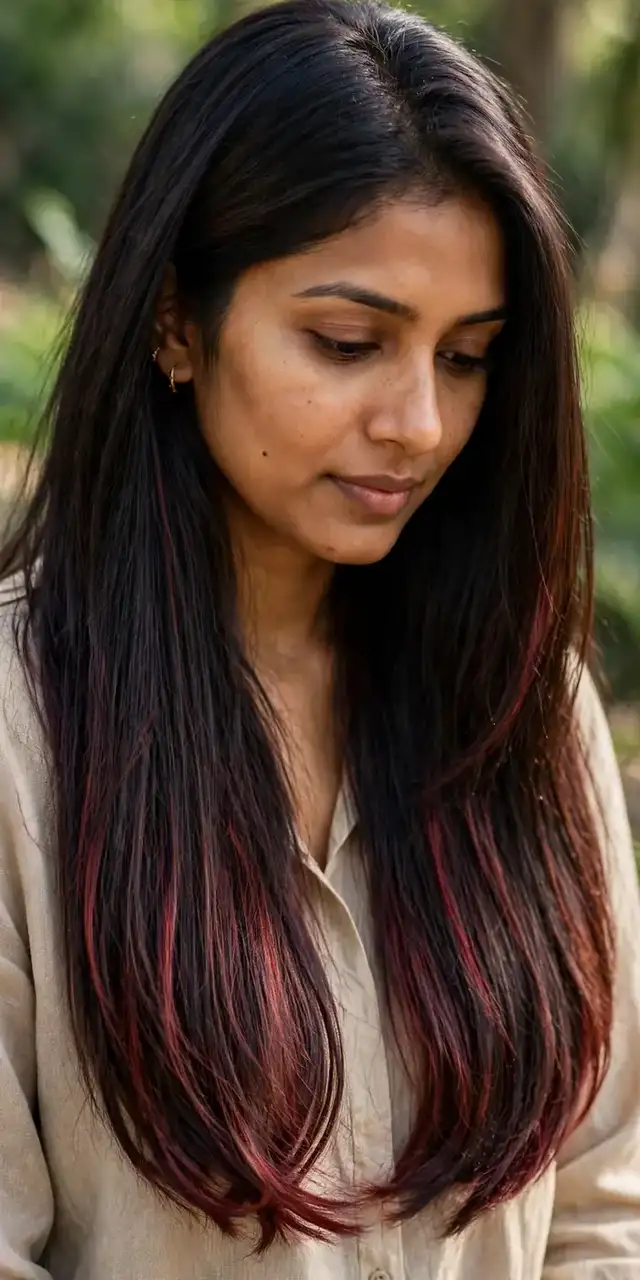 Dark espresso brown hair with subtle cherry cola brunette highlights