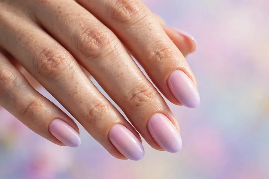 Pastel pink to lavender ombre birthday nails