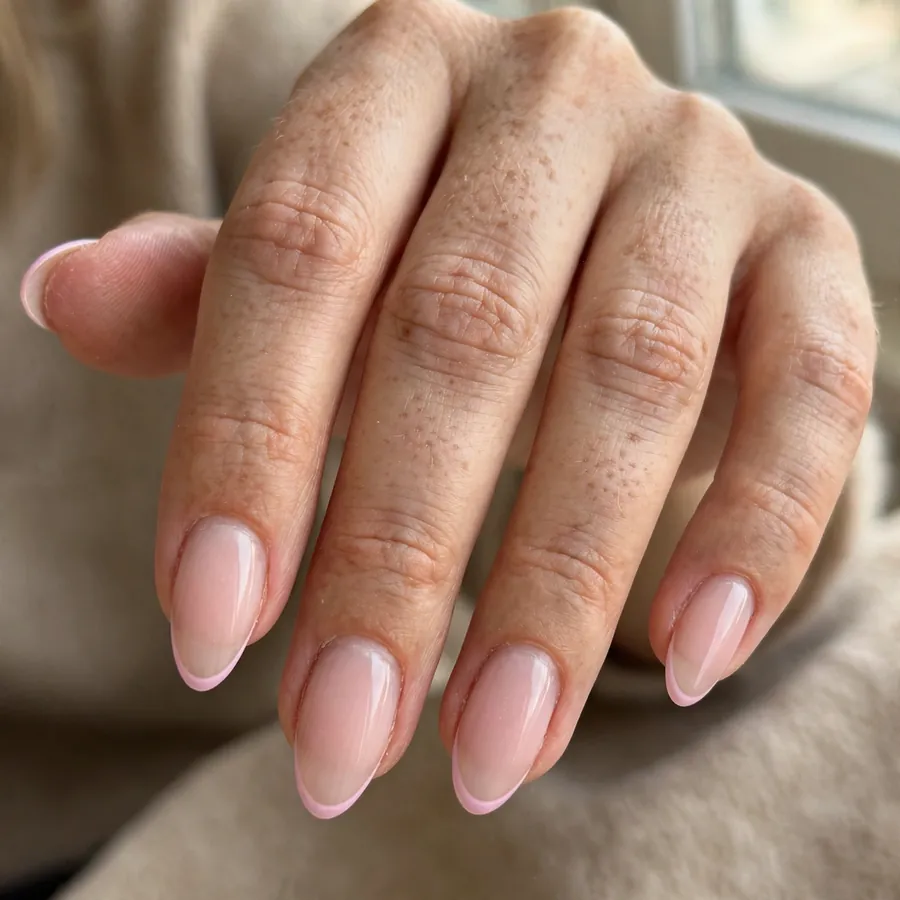 Pastel pink micro French nails