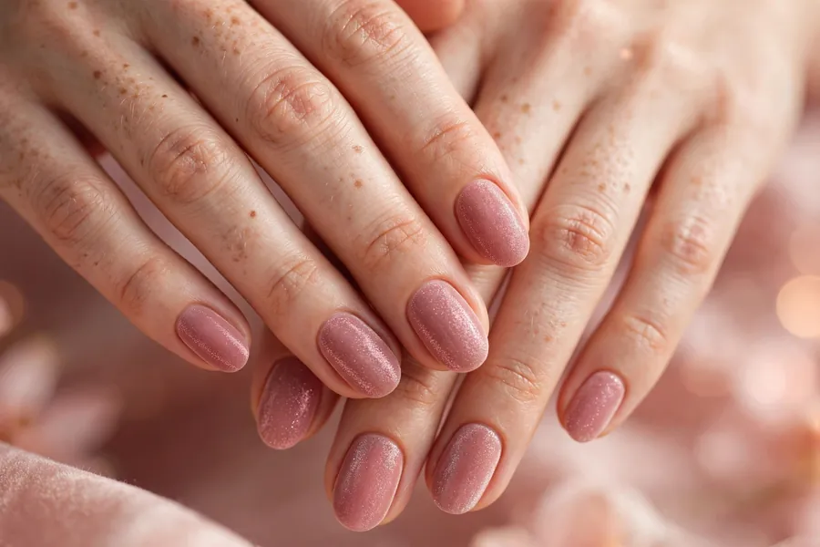 Rosewood pink velvet nails on real hands