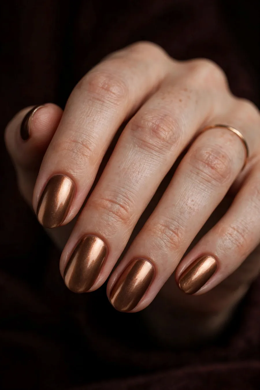 Bronze metallic New Year's Eve nails