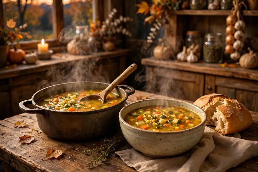 Cozy one-pot soup pot for a fall self care supper ritual