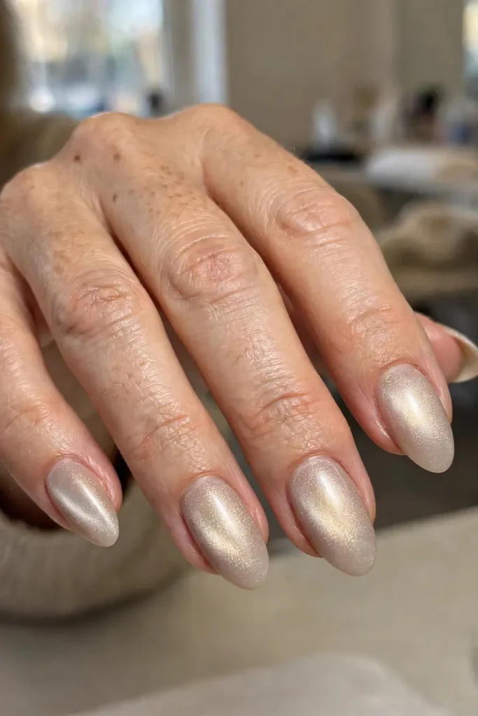 Aura gradient cat-eye nails with glowing center