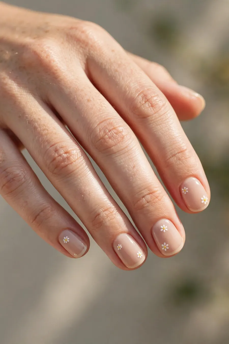 Micro floral short nail designs on real hands