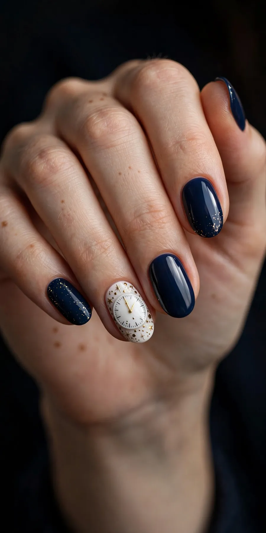 New Year countdown clock nail art