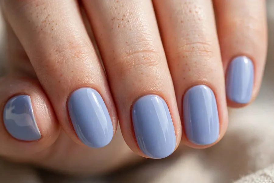 Soft periwinkle pastel blue nails