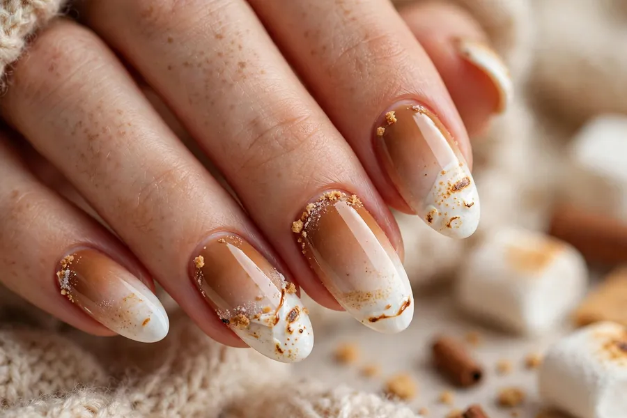 Toasted marshmallow ombre nails