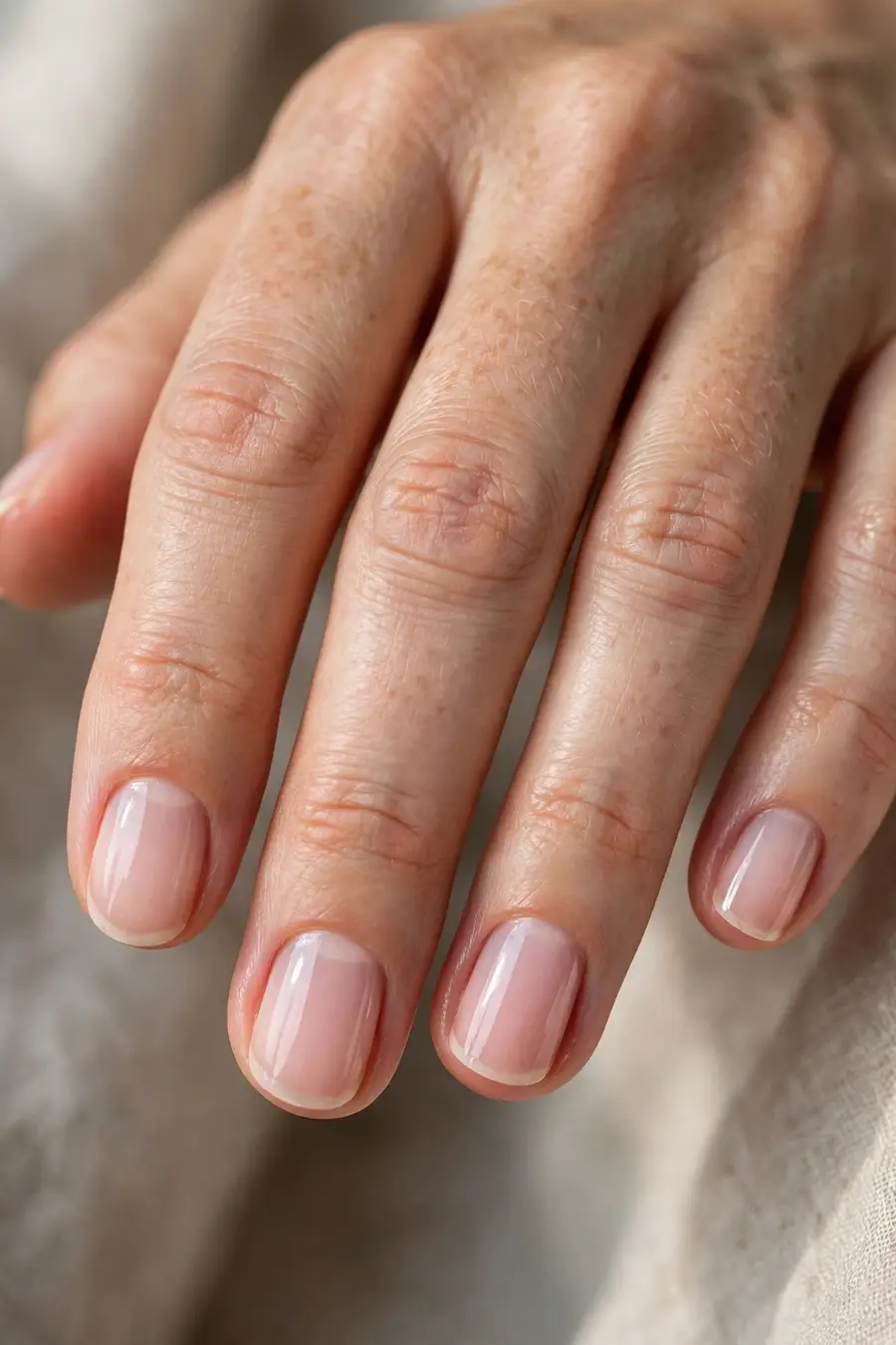 Barely there sheer bubble bath nails on real hands
