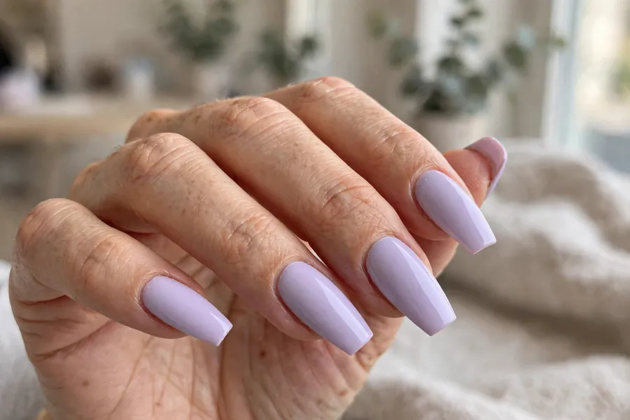 Pastel lavender coffin nails