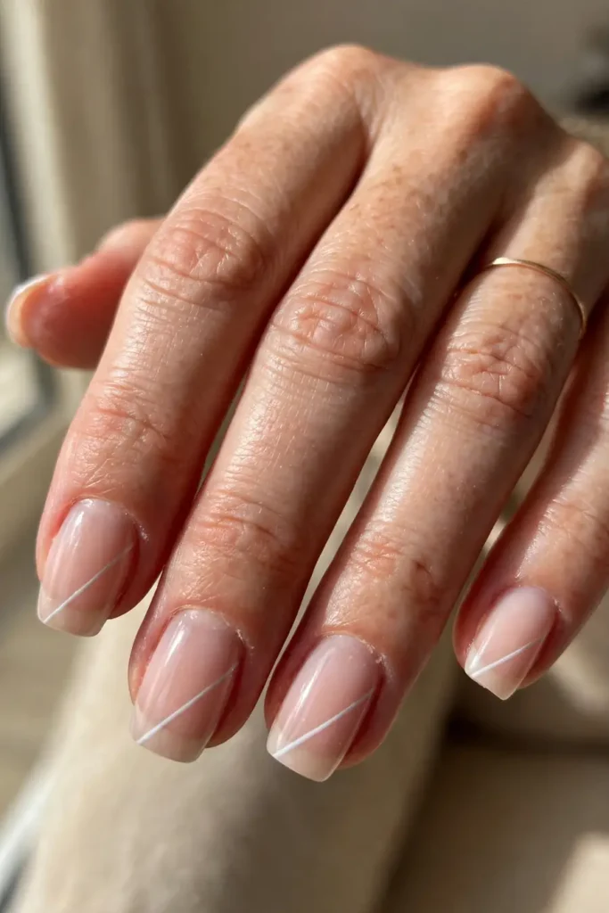 Diagonal micro French tip nails