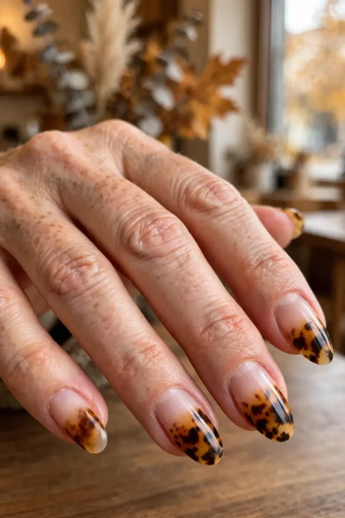 Negative space tortoiseshell nail art