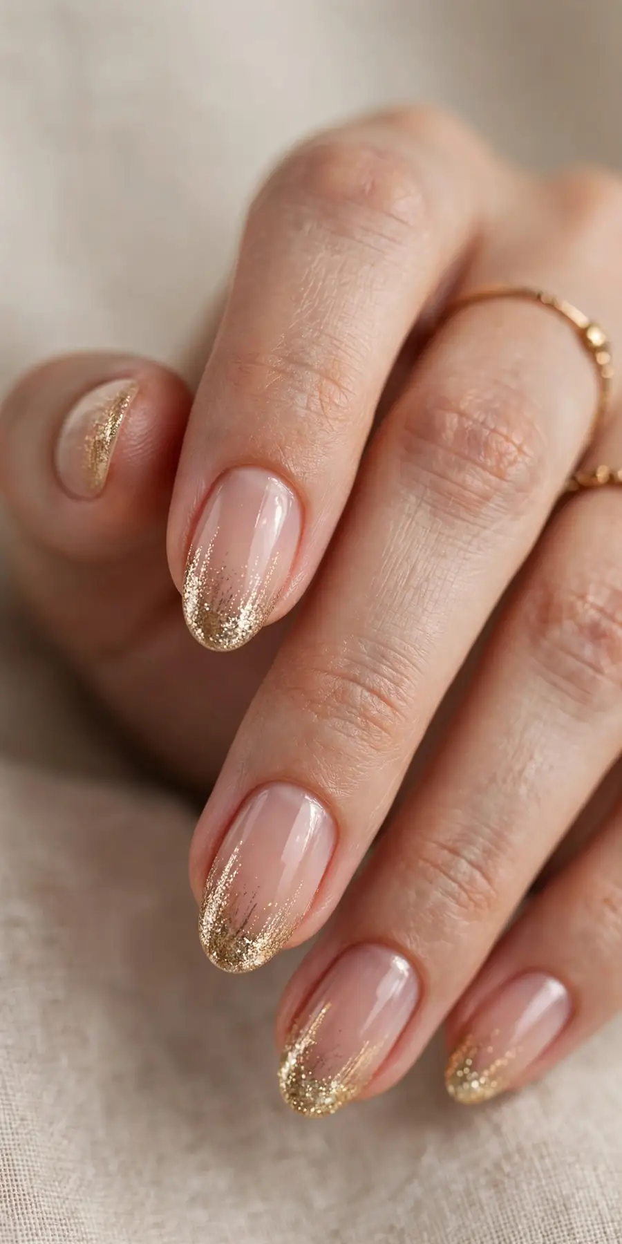 Glitter dipped French tips for New Year's Eve
