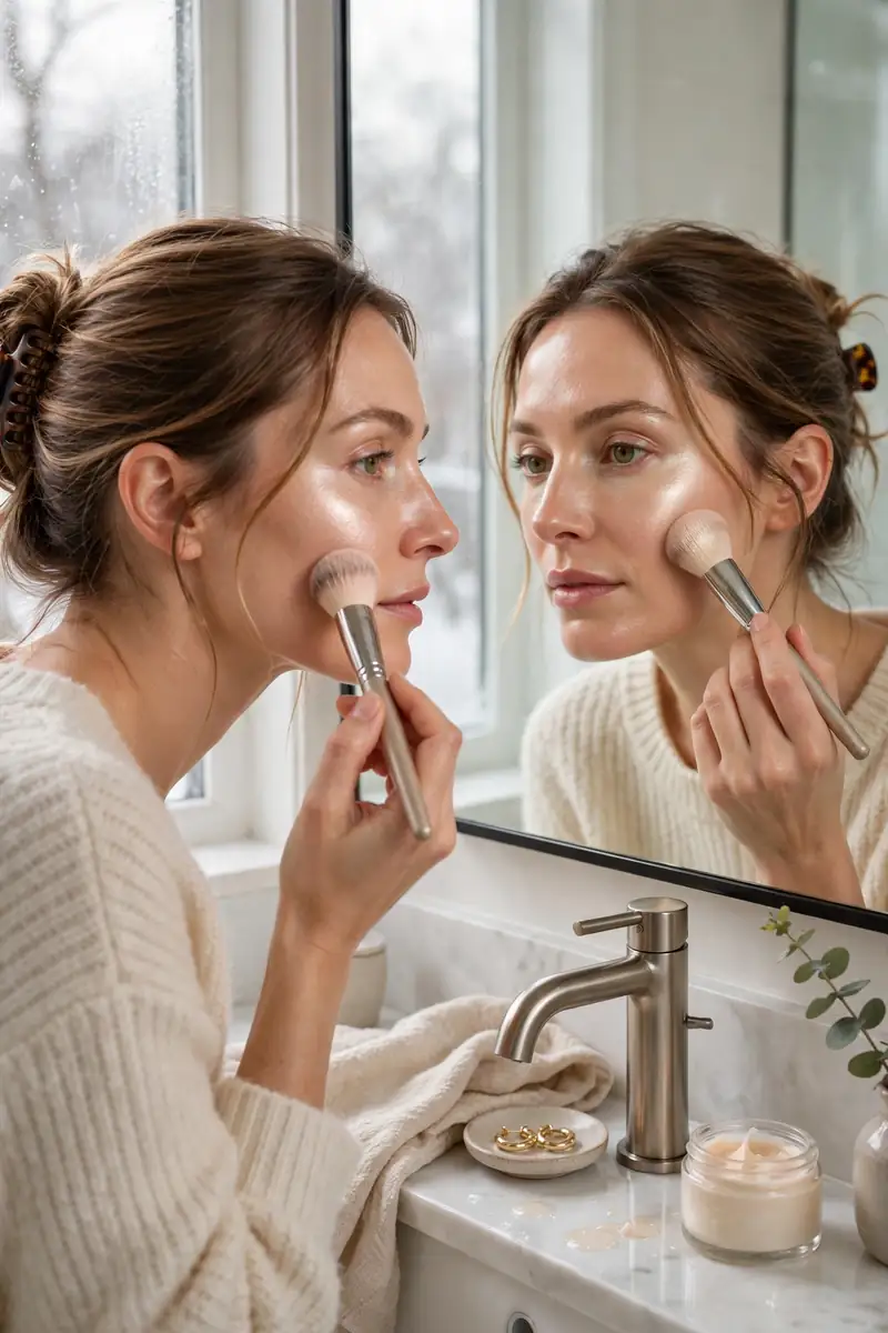 Glowing prepped skin ready for winter makeup application