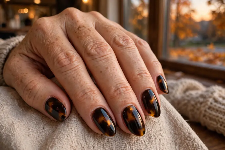 Deep espresso tortoiseshell nails
