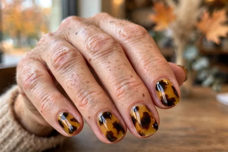 Classic amber tortoiseshell nail manicure